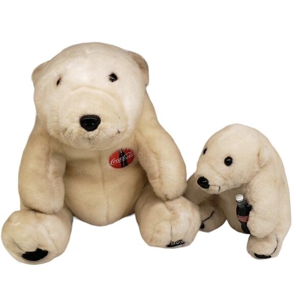 Vintage 1993 Coca Cola Polar Bears Plush Coca-Cola Company Bears Collectables - Picture 1 of 16